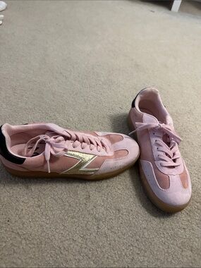 Zodiac Pink Suede Sneakers with Gold Side Accent